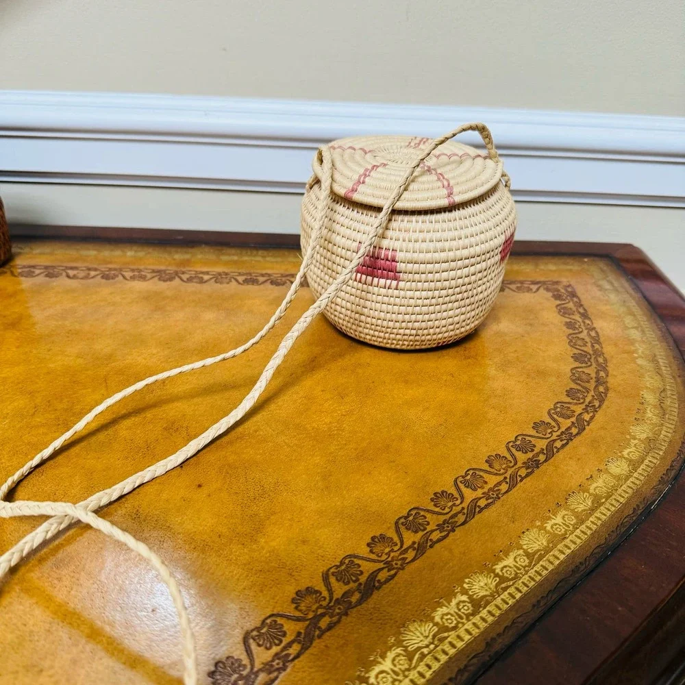 Coil Wicker Boho Baskets Set of 3 Storage Organize Handwoven Hanging Purse